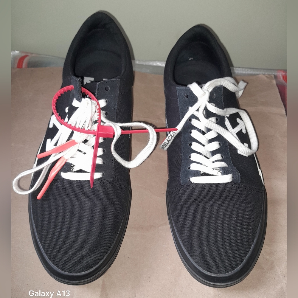Off-White Black Sneakers with Orange and White Laces